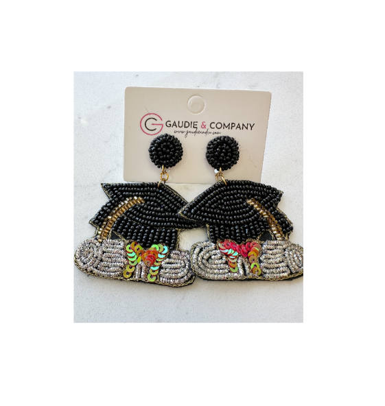 Grad Hat Dangle Earring