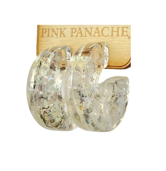 Iridescent Star Confetti Acrylic Hoop Earring