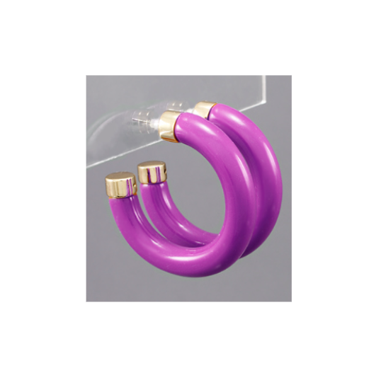 Capped Hoop Earring in Purple