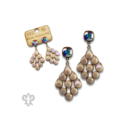 Coin Bead Diamond Shape Earring with Austrian Crystal
