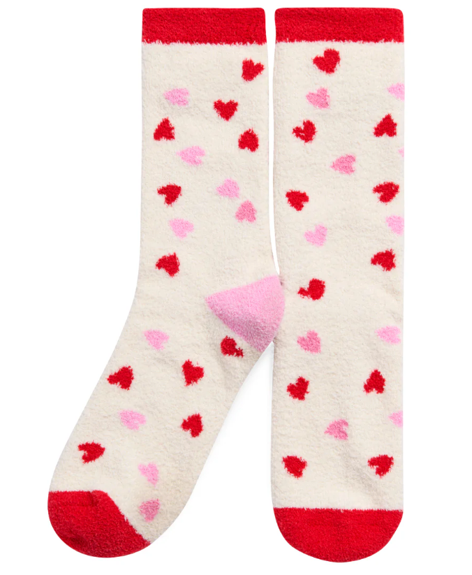 Candy Heart Socks in Ivory