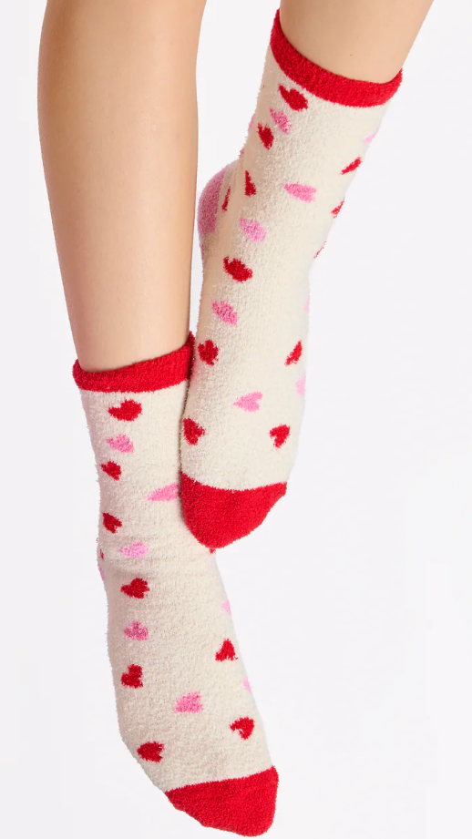 Candy Heart Socks in Ivory