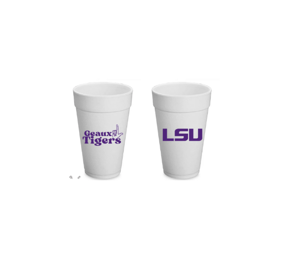 LSU Styrofoam Cups Set of 8 (20oz)