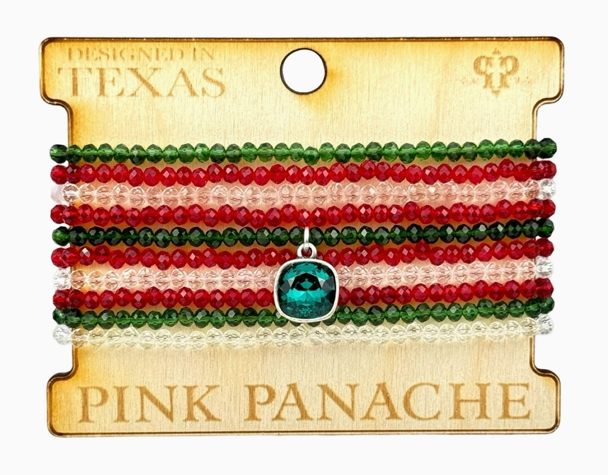 Faceted Small Bead Bracelet Set with Austrian Crystal