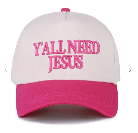 Y'all Need Jesus Ball Cap in Fuchsia