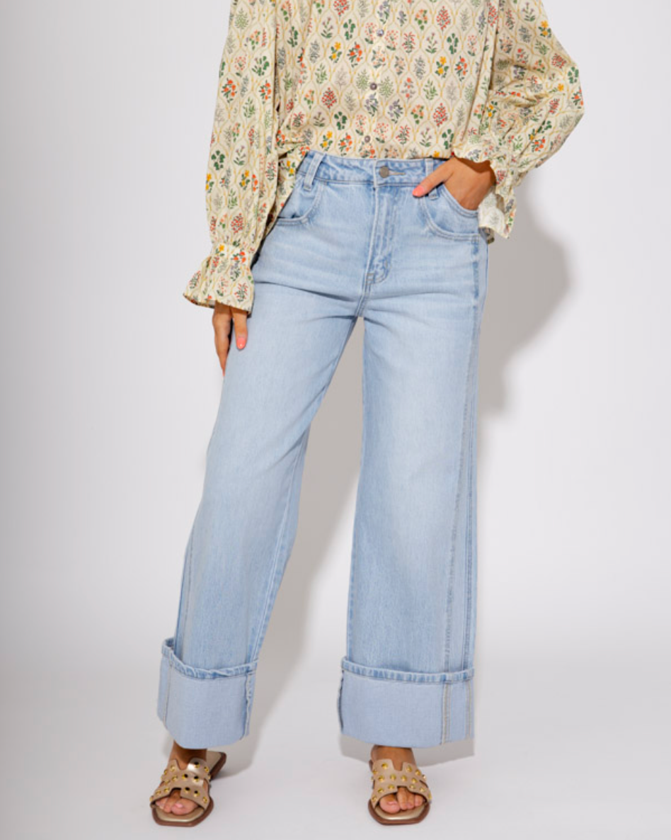 The Empire Wide Leg Baggy Cuffed Jeans