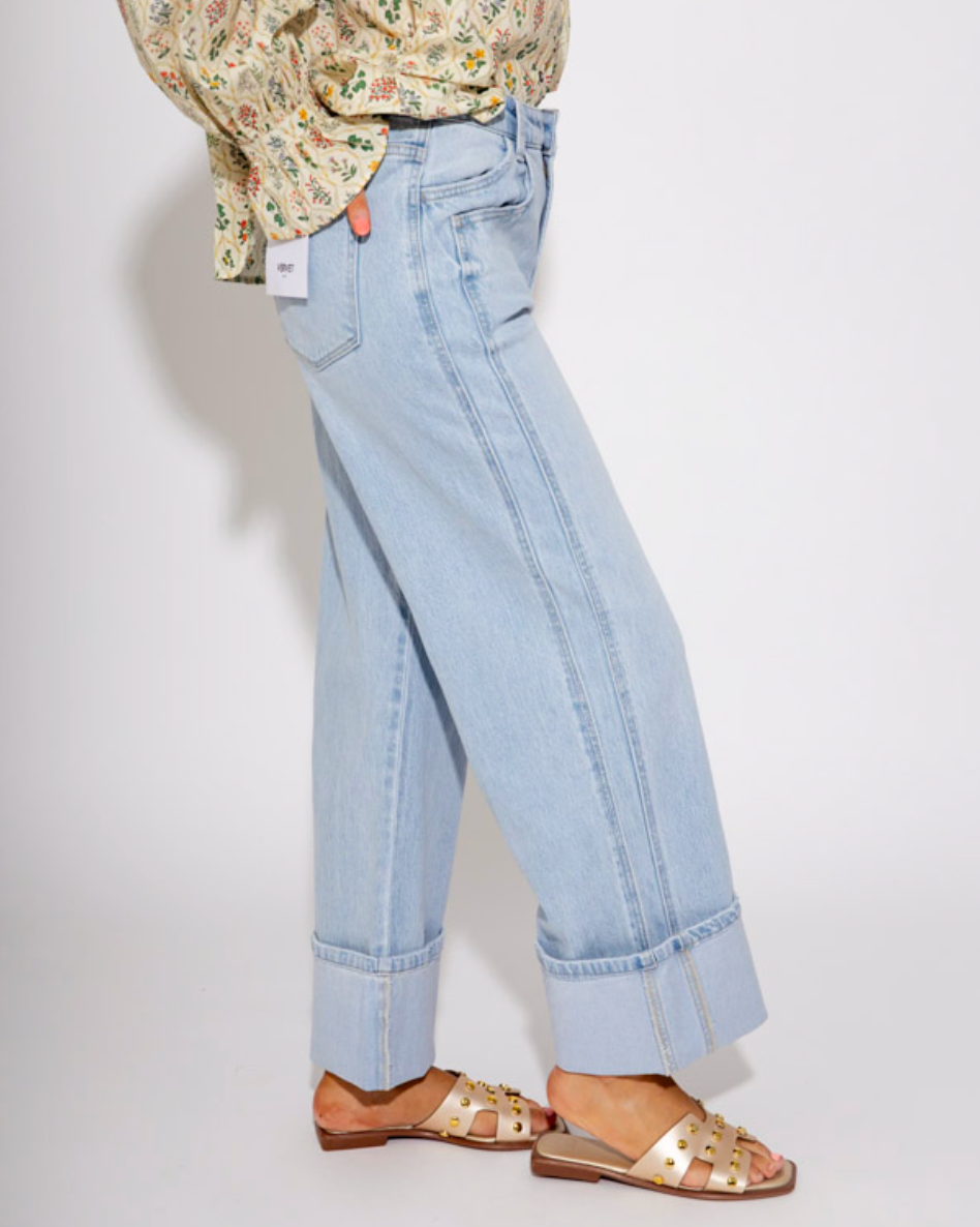 The Empire Wide Leg Baggy Cuffed Jeans