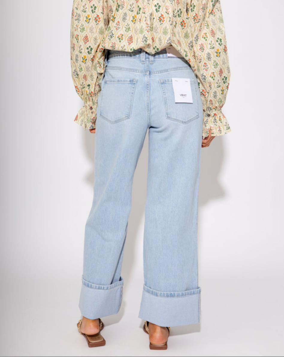 The Empire Wide Leg Baggy Cuffed Jeans