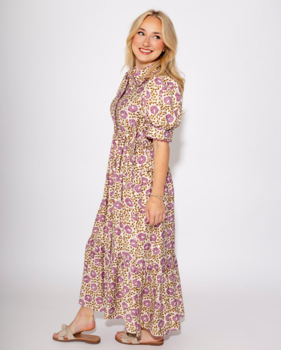 The Floral Breeze Midi Dress in Purple