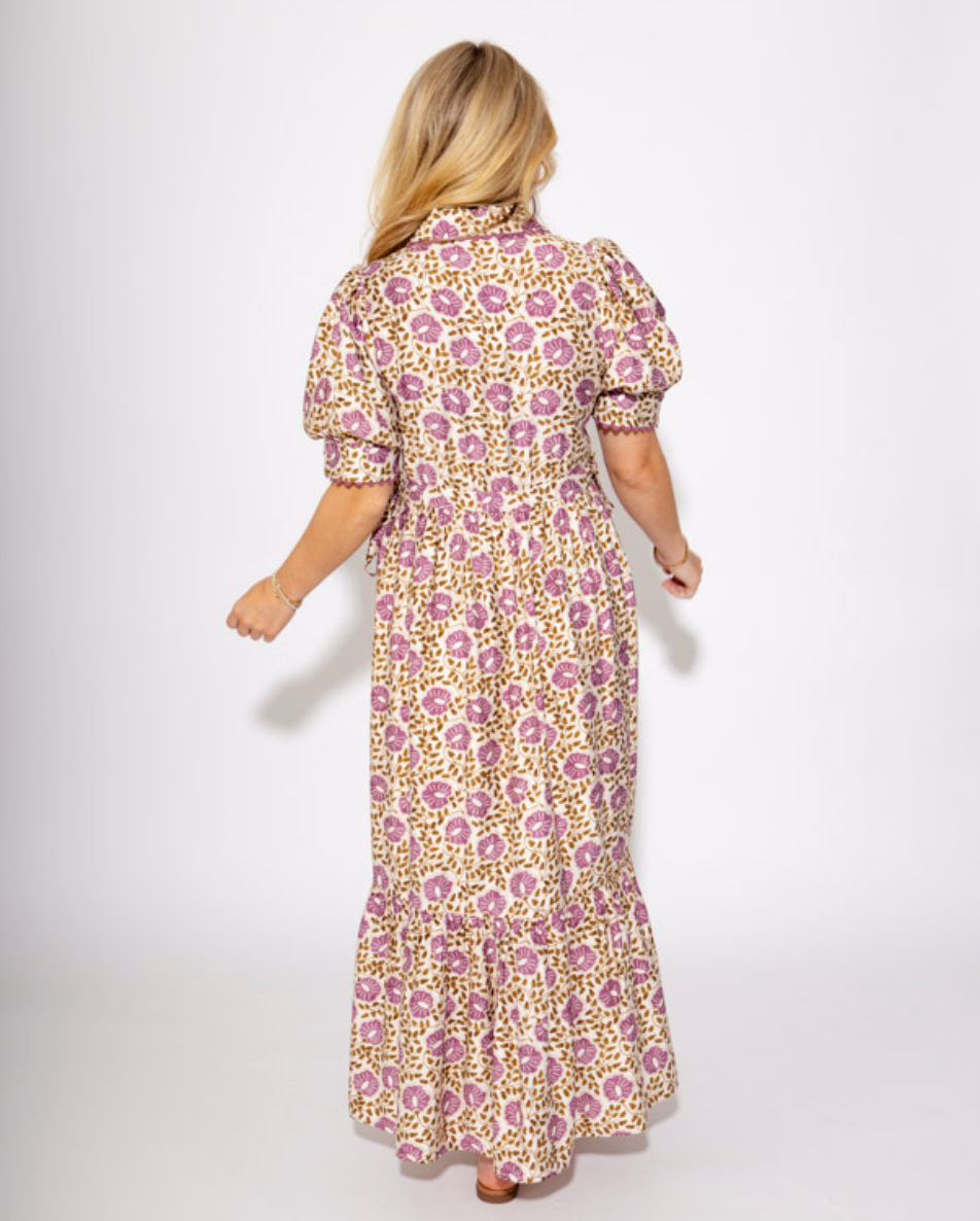 The Floral Breeze Midi Dress in Purple