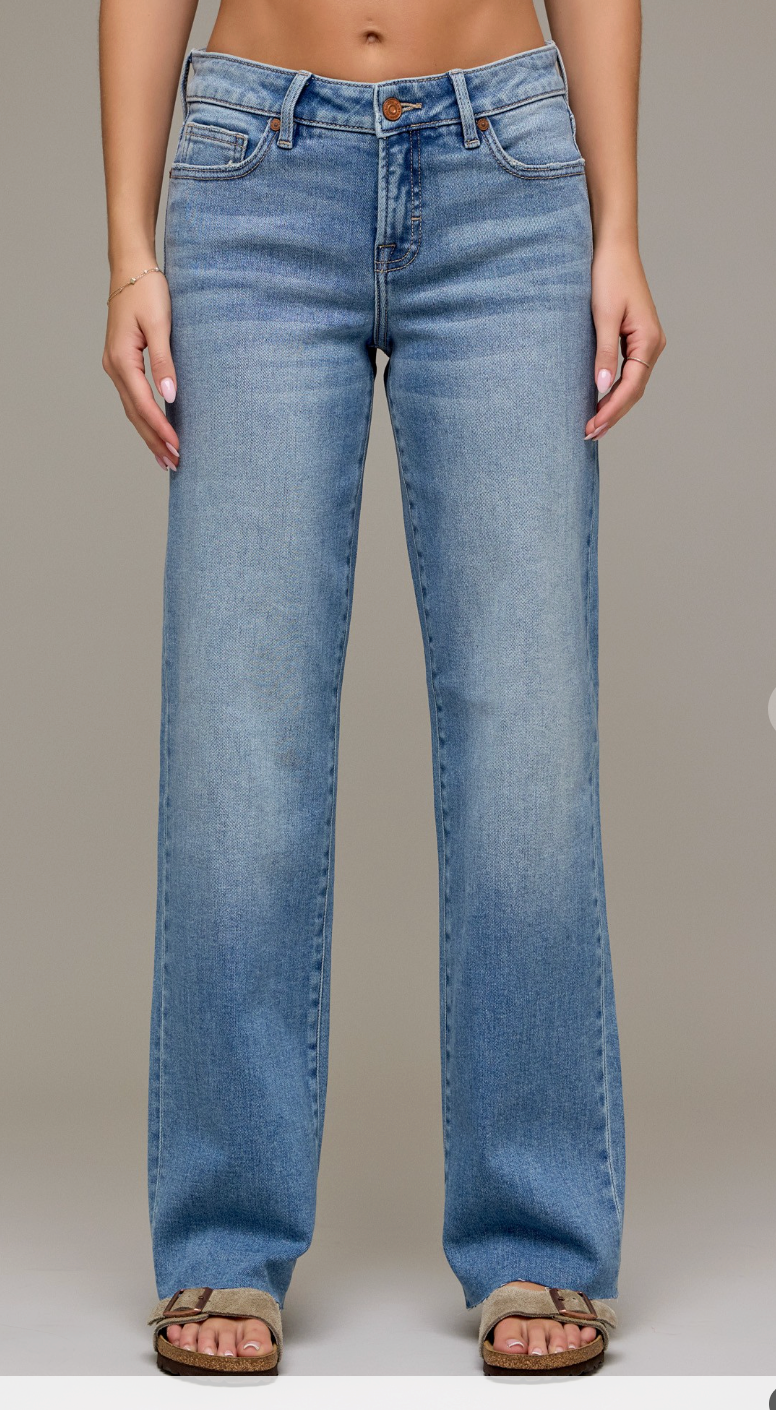 Ella Low Rise Straight Jeans in Medium Dark