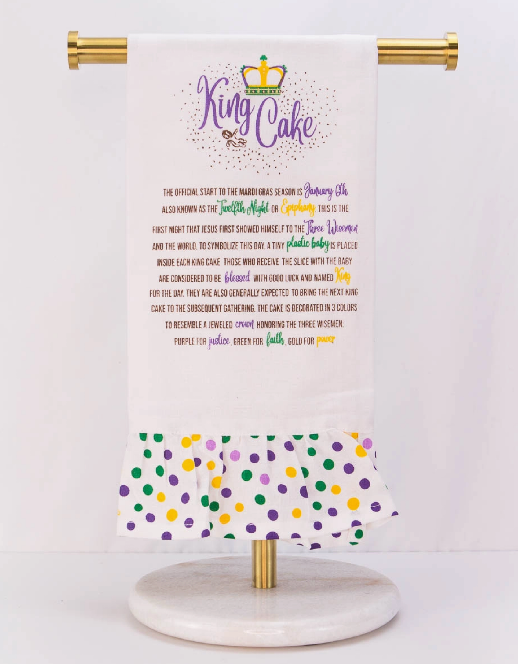 Story of the King Cake Ruffle Hand Towel