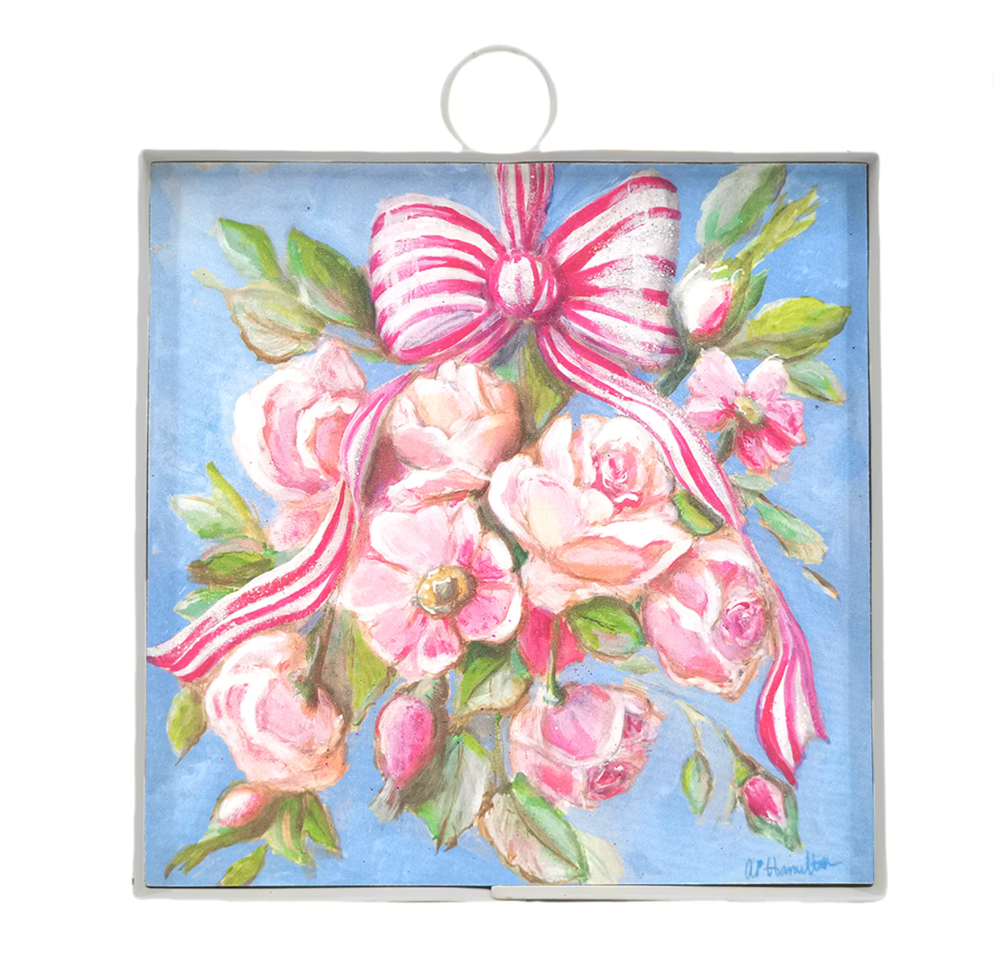 Pink Roses & Ribbons Charm