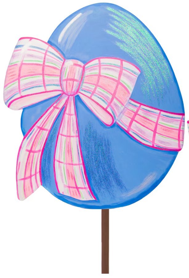 Periwinkle Egg with Plaid Bow