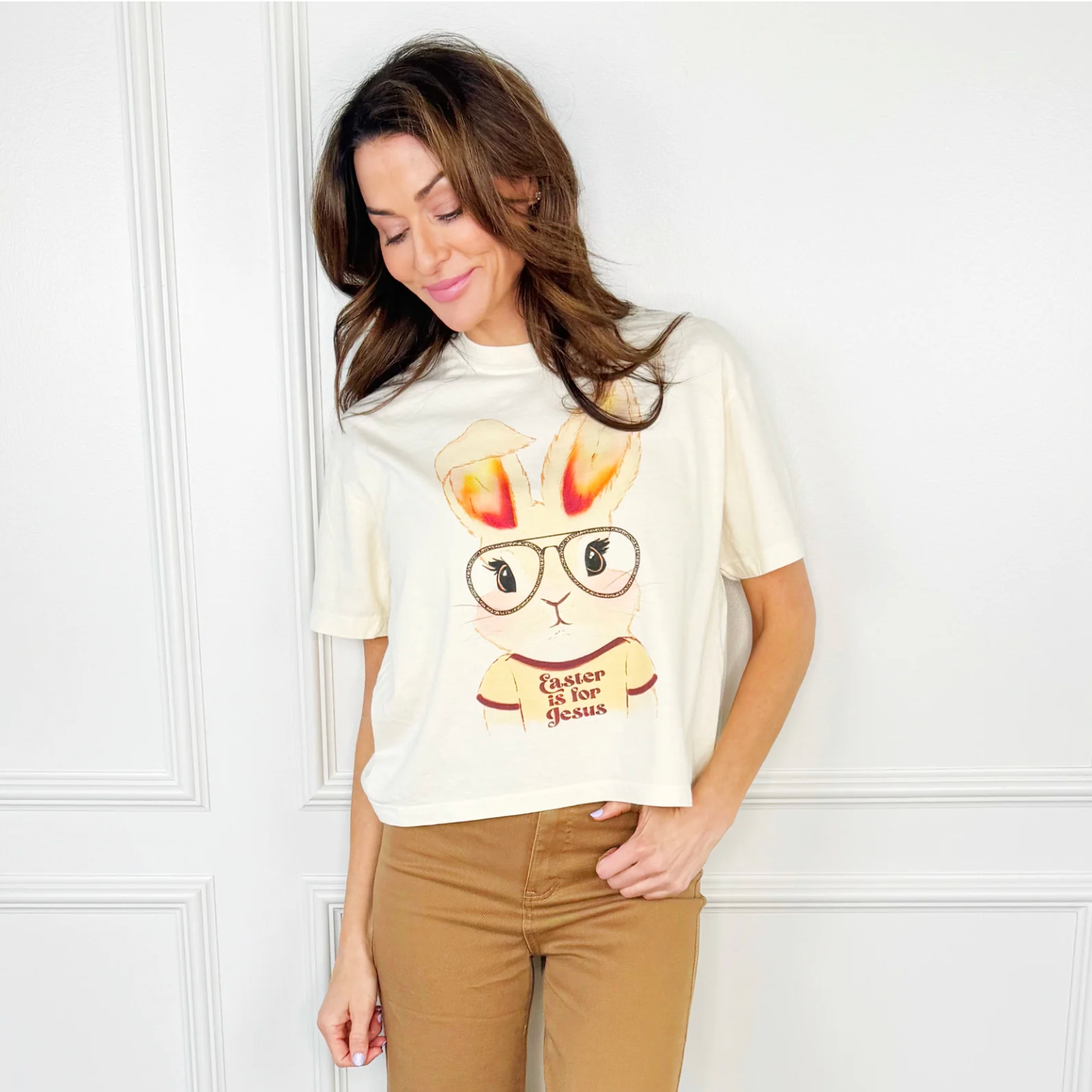 Easter Is For Jesus Bunny Crop Tee