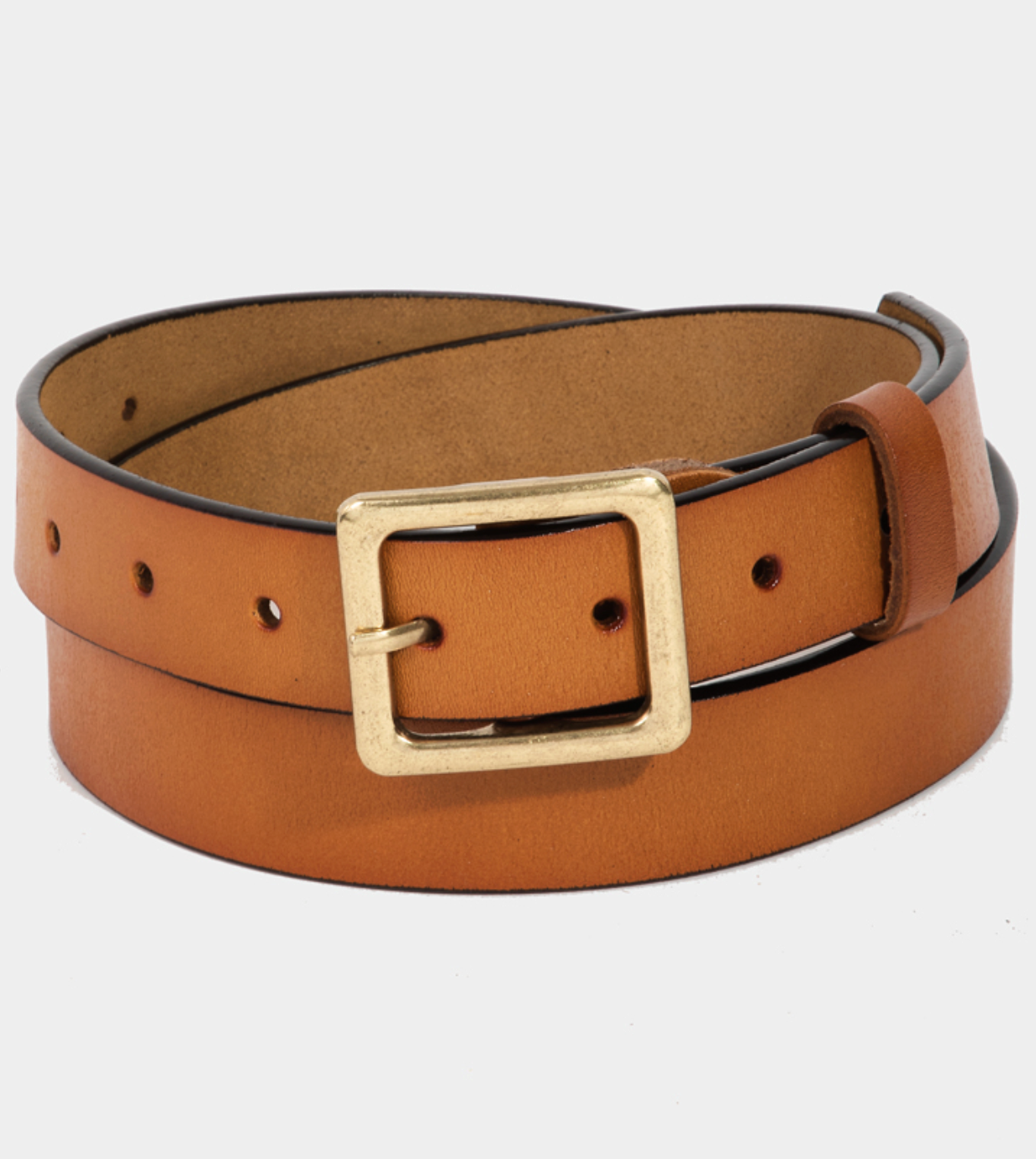 Leather Square Buckle Belt in Brown
