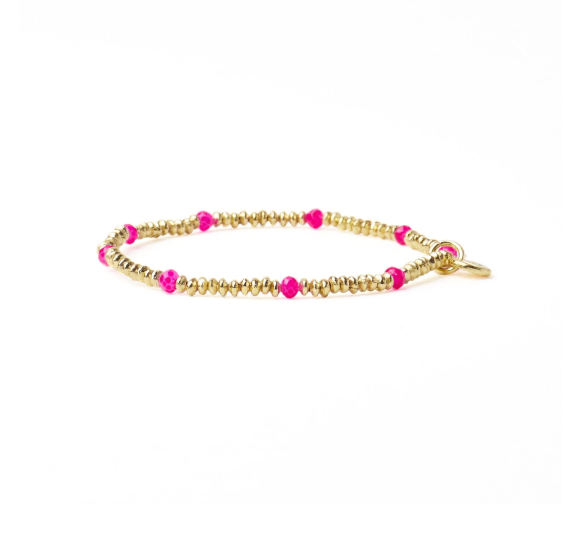Ashley Crystal Stretch Bracelet Hot Pink/Gold