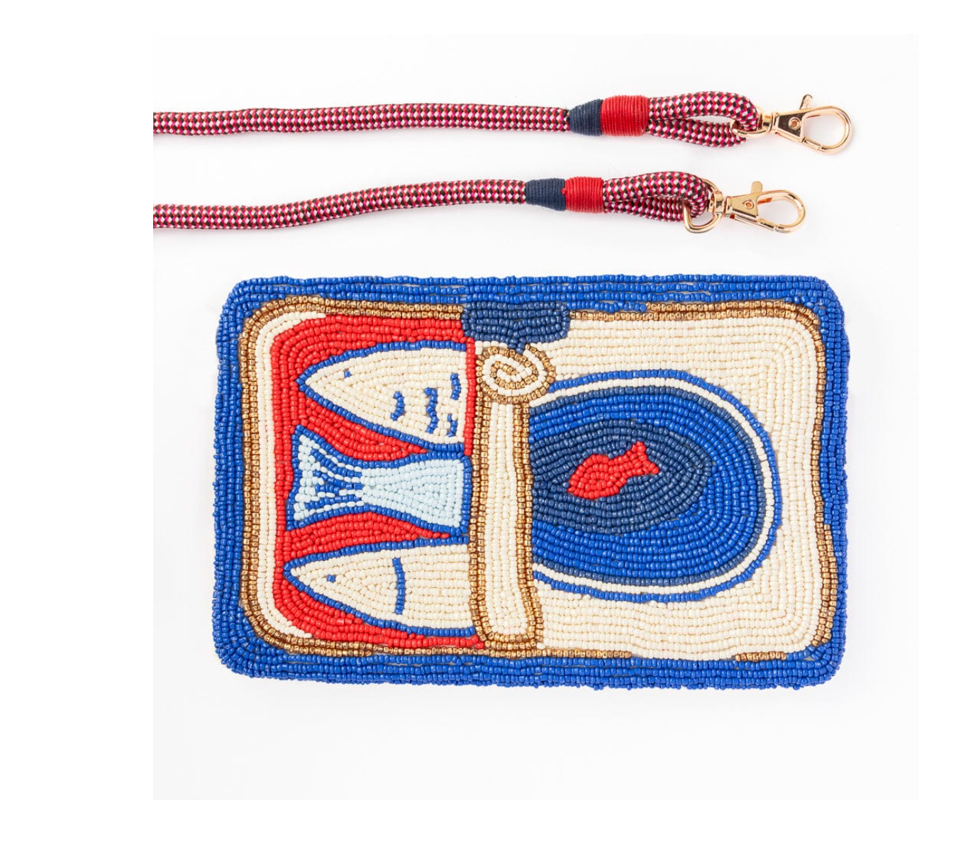 Leila Sardine Seed Bead Clutch With Strap