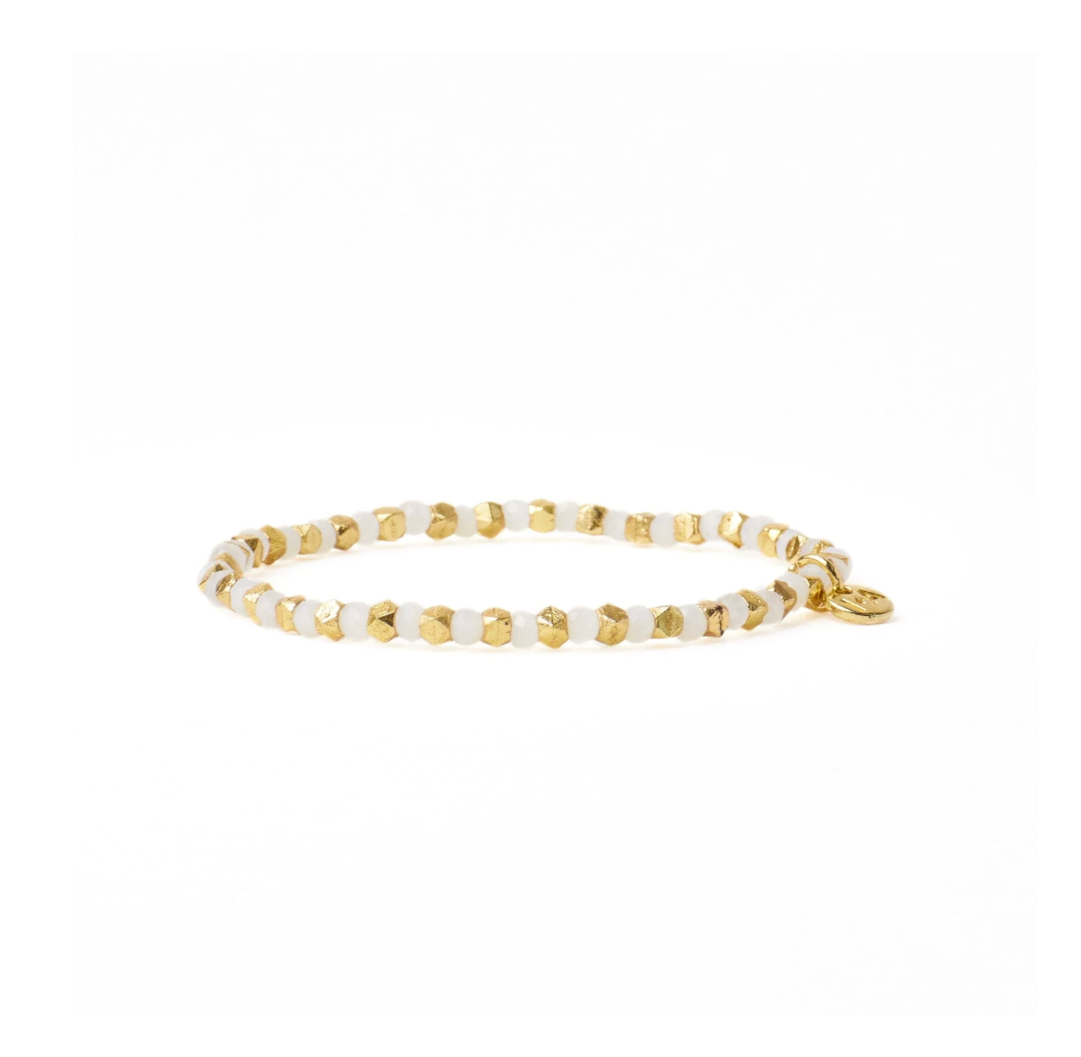 Louise Crystal Stretch Bracelet in White/Gold