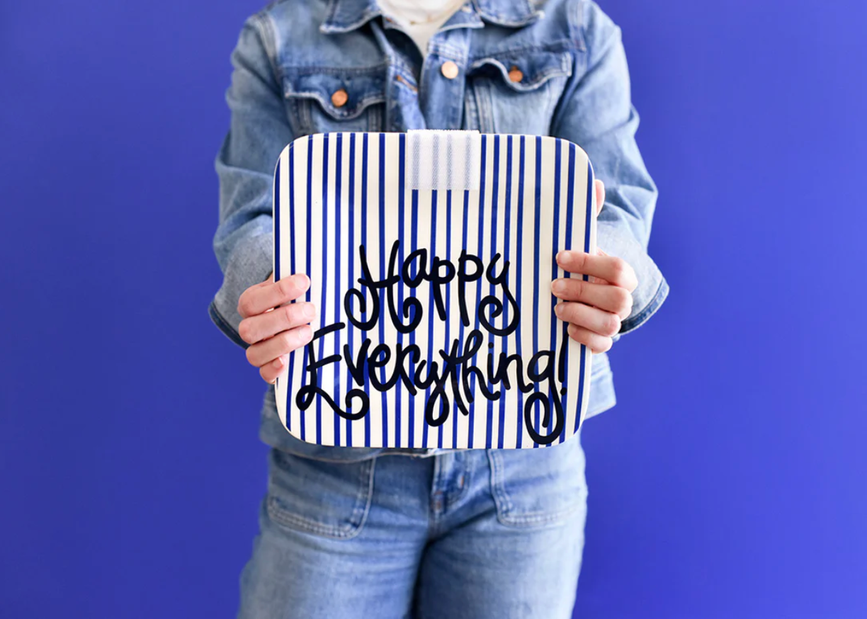 Indigo Skinny Stripe Mini Happy Everything! Platter