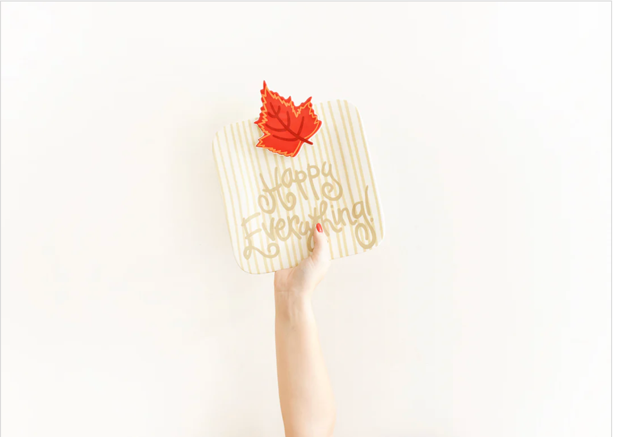 Neutral Skinny Stripe Happy Everything Mini Square Platter