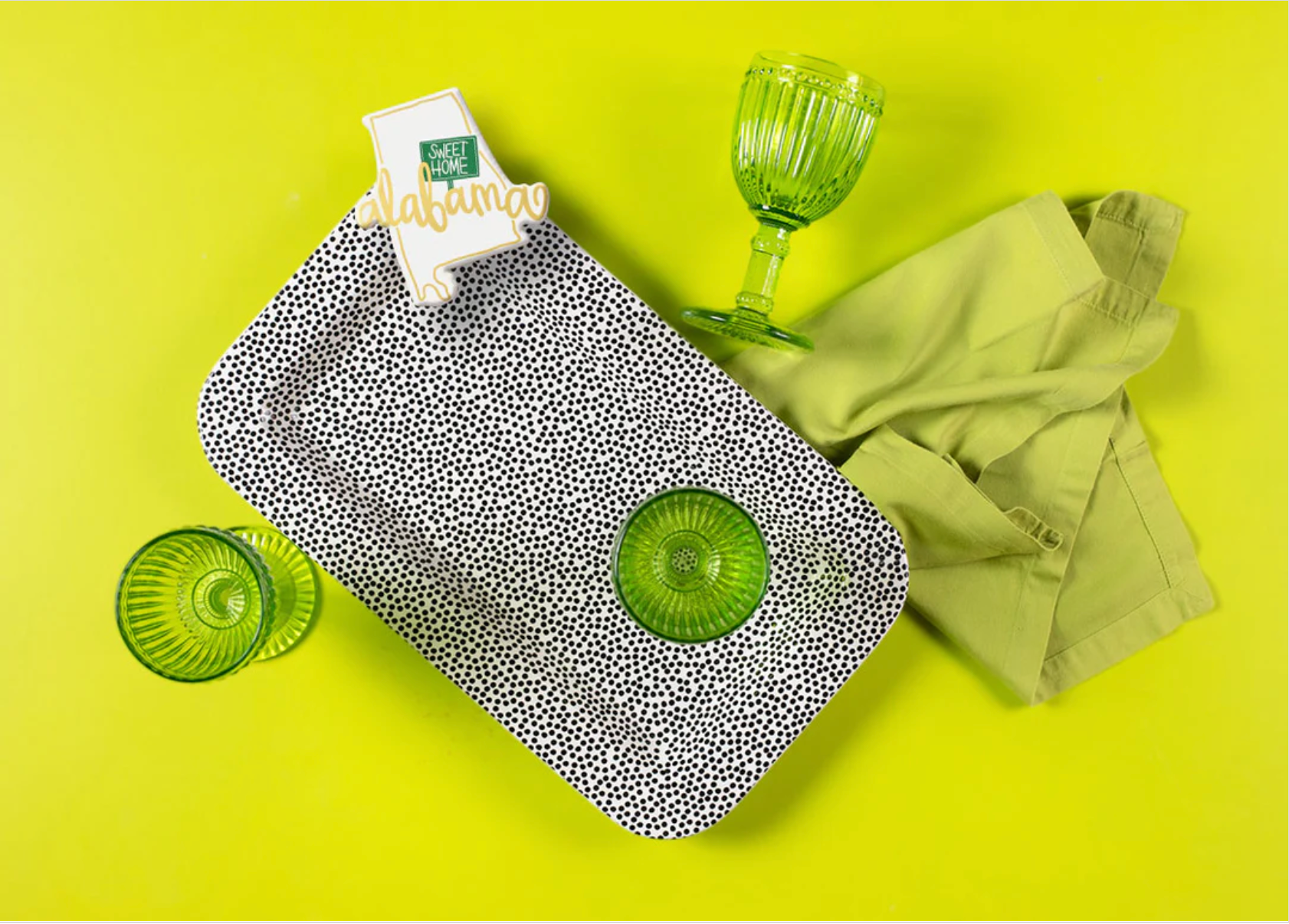 Black Small Dot Entertaining Mini Rectangle Platter
