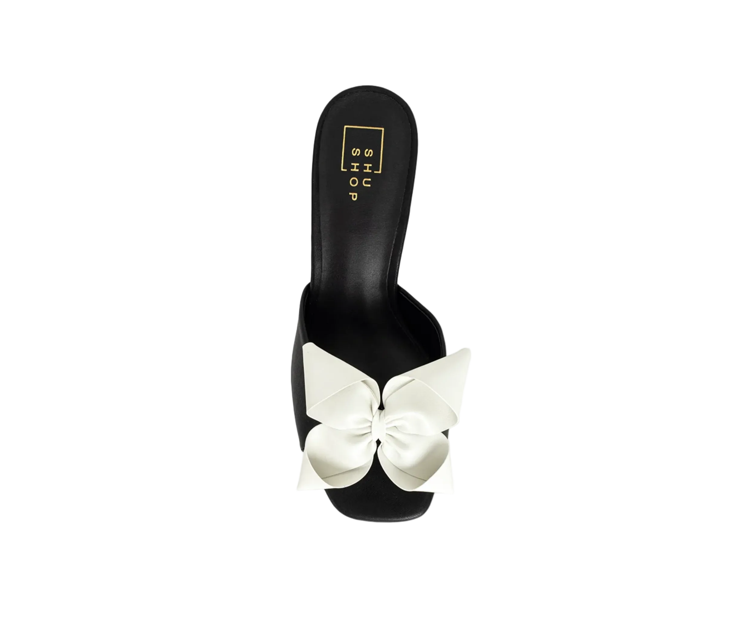 Flora Bow Sandal Heel in Black/White