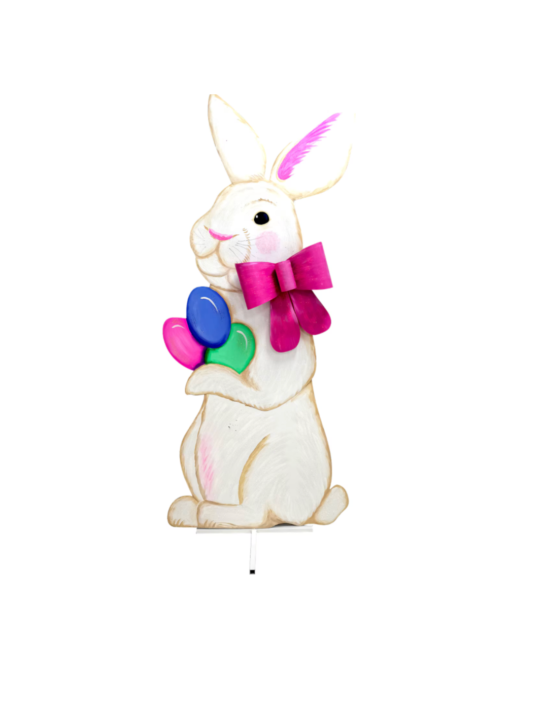 Giant Bunny with Pink Bow - Left Facing Yard Ornament
