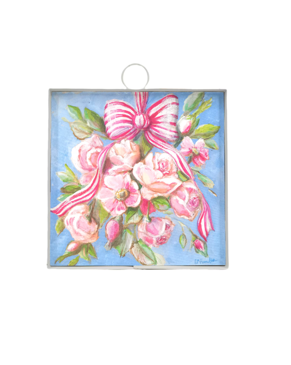Pink Roses & Ribbons Charm