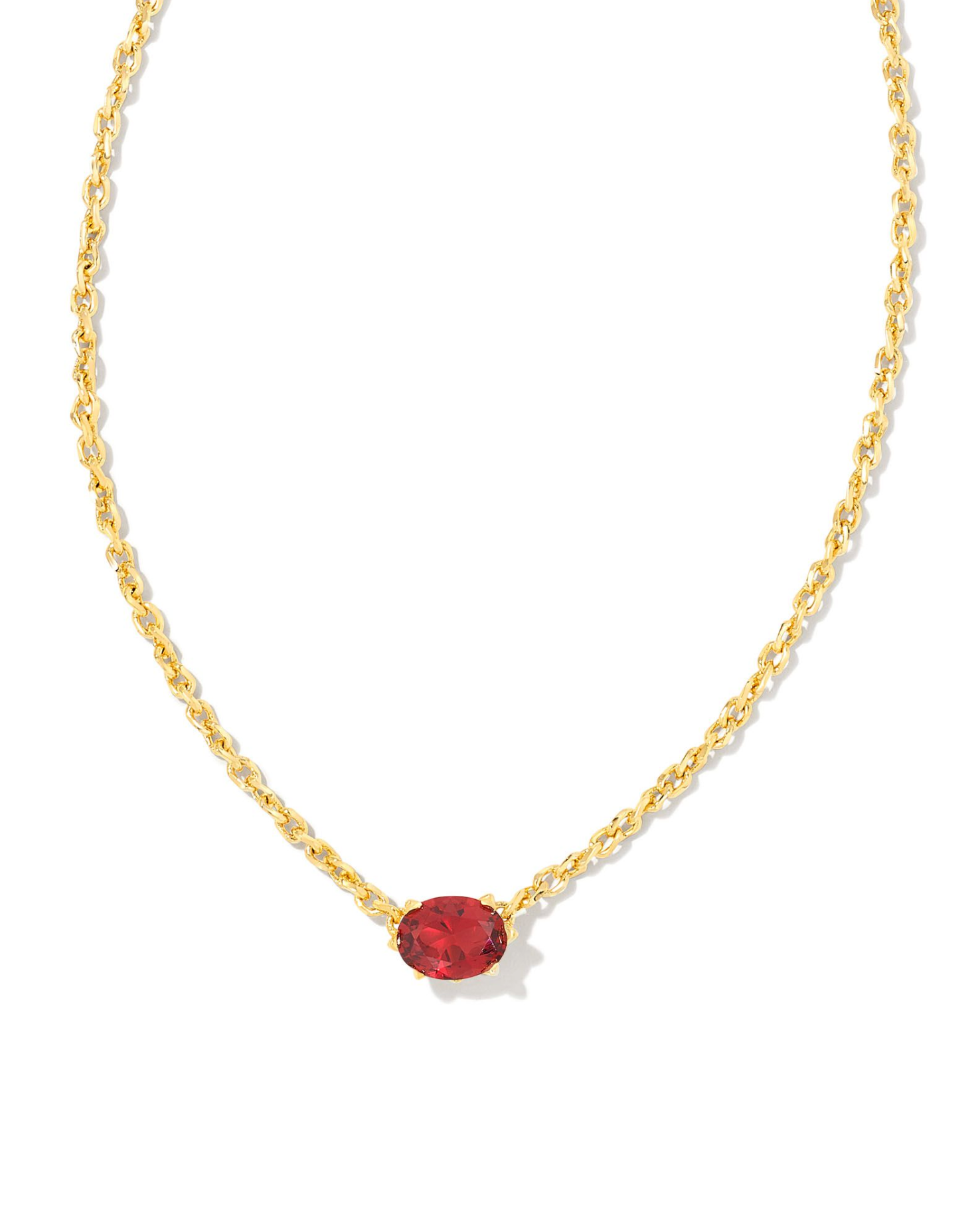 Cailin Crystal Pendant Necklace in Gold Burgundy Crystal