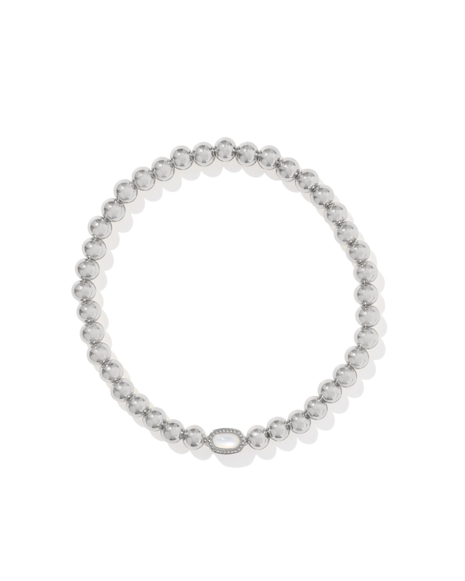 Mini Elaina Stretch Bracelet in Silver Ivory MOP
