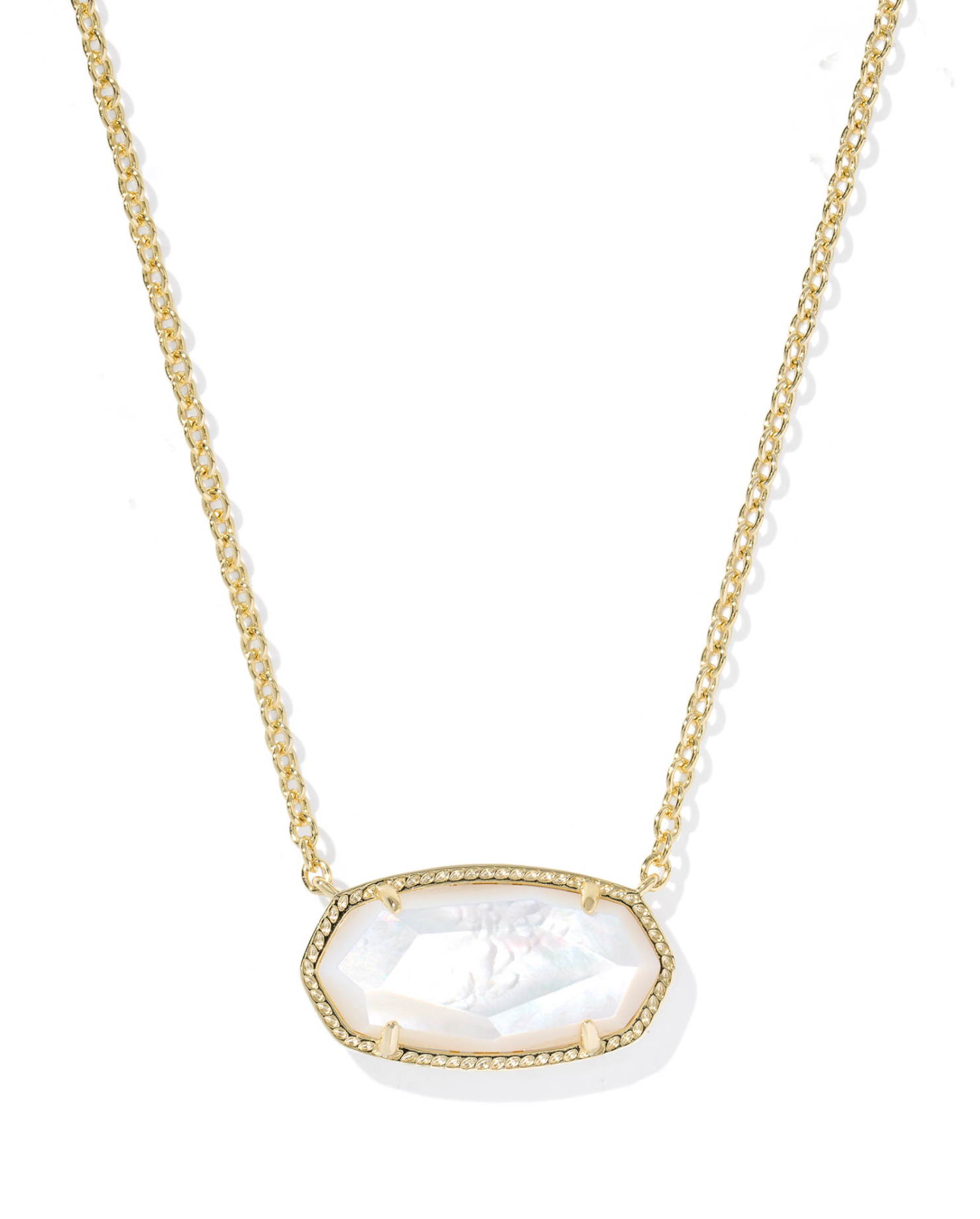 Elisa Statement Pendant Necklace in Gold Ivory MOP