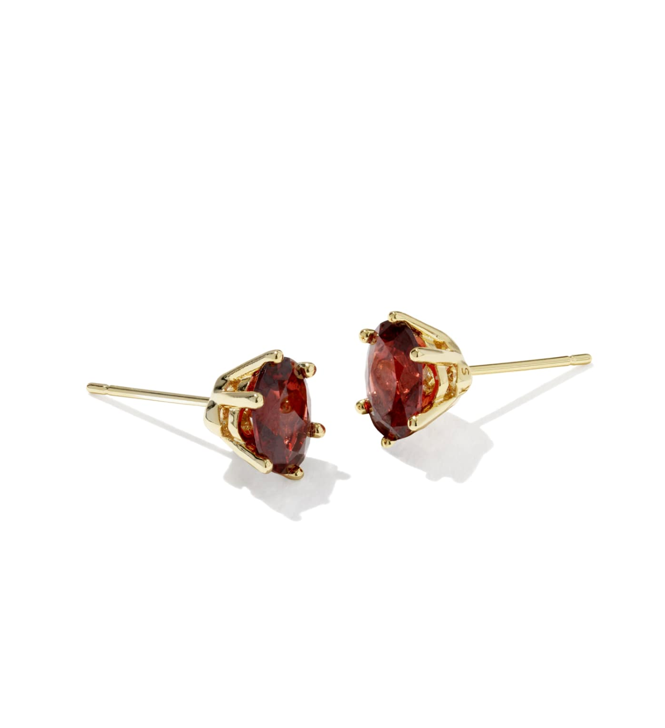 Cailin Gold Crystal Stud Earrings in Gold Burgundy Crystal