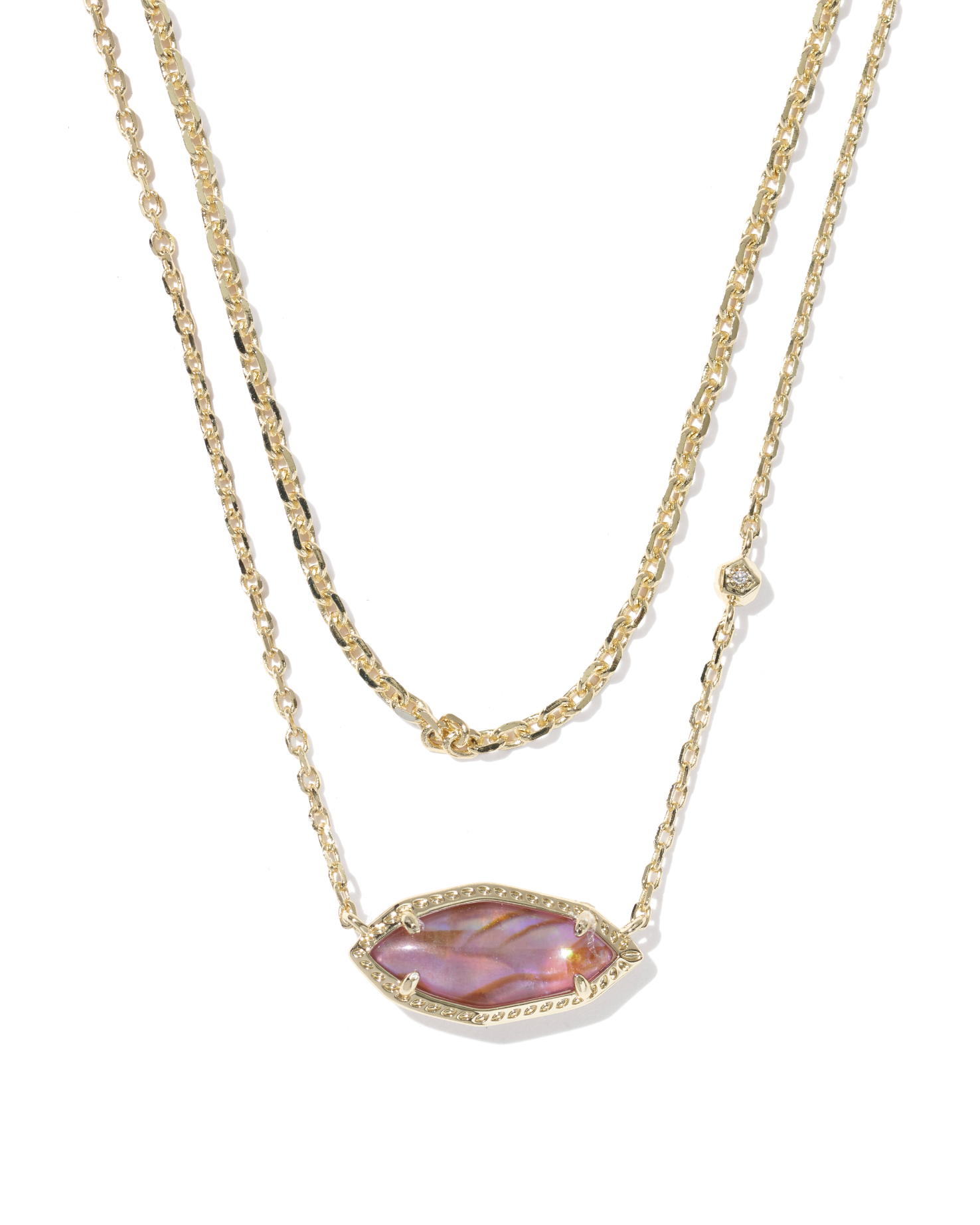 Ophelia Multi Strand Necklace in Gold Light Mauve Illusion