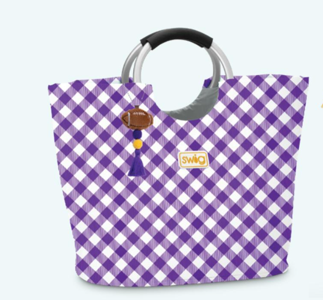 Gameday Gingham Purple & Gold Loopie Tote