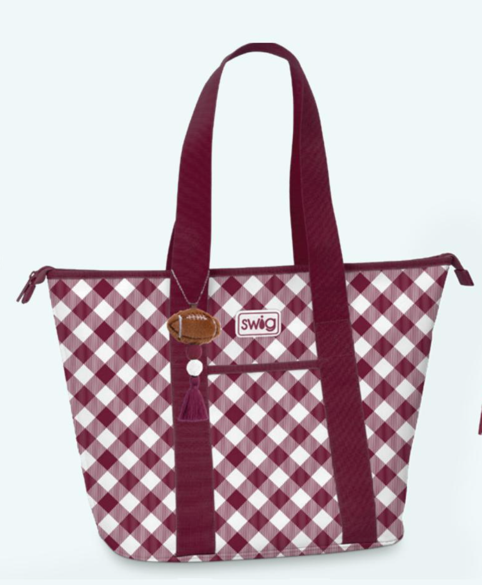 Gameday Gingham Maroon Zippie 36 Cooler