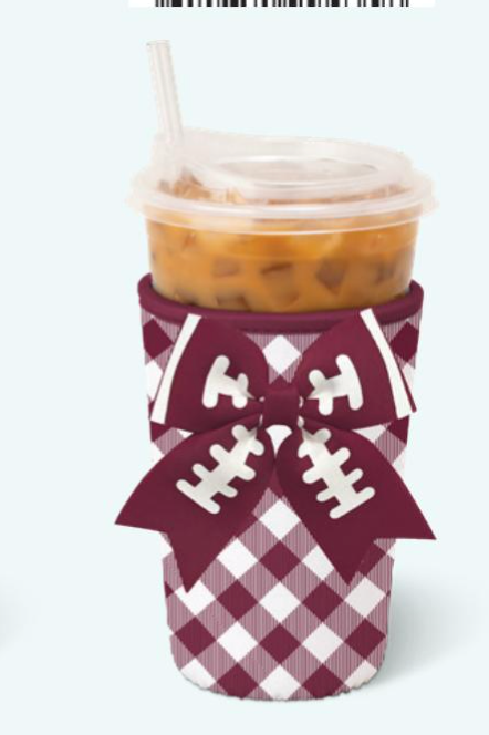 Gameday Gingham Maroon Iced Cup Coolie