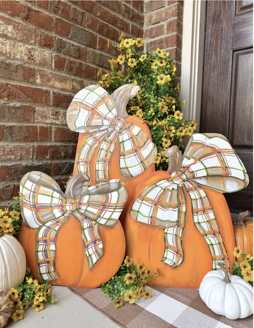 Large Modern Plaid Pumpkin