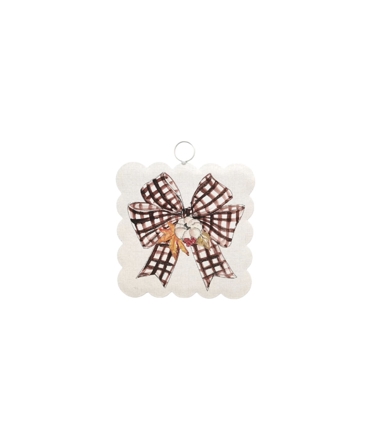 Mini Scallop Checked Bow Charm