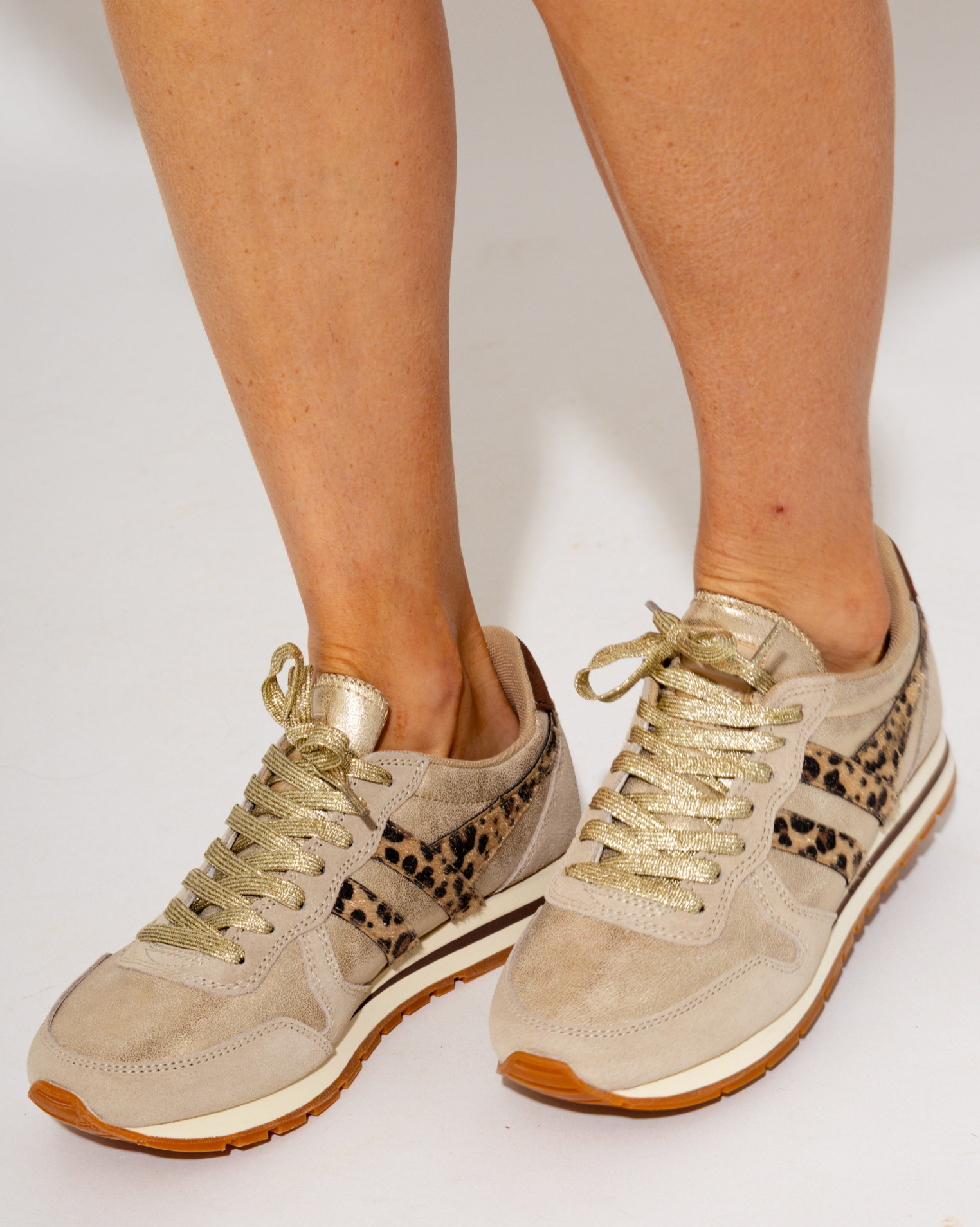 Gola Daytona Blaze II Sneakers in Gold/Leopard/Dark Brown