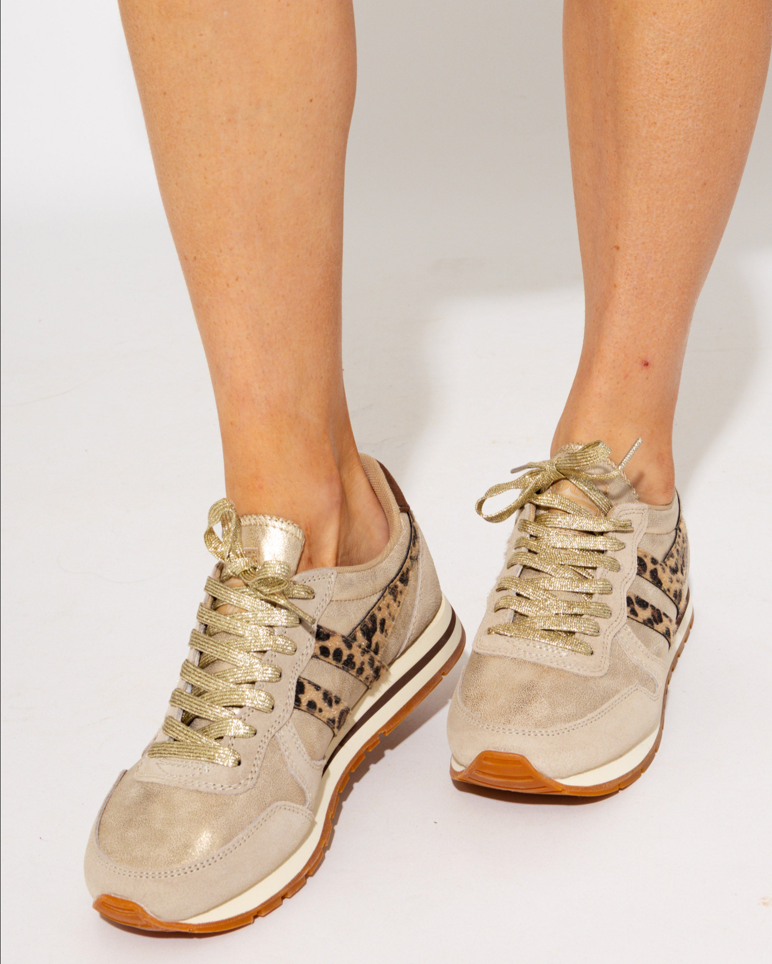 Gola Daytona Blaze II Sneakers in Gold/Leopard/Dark Brown