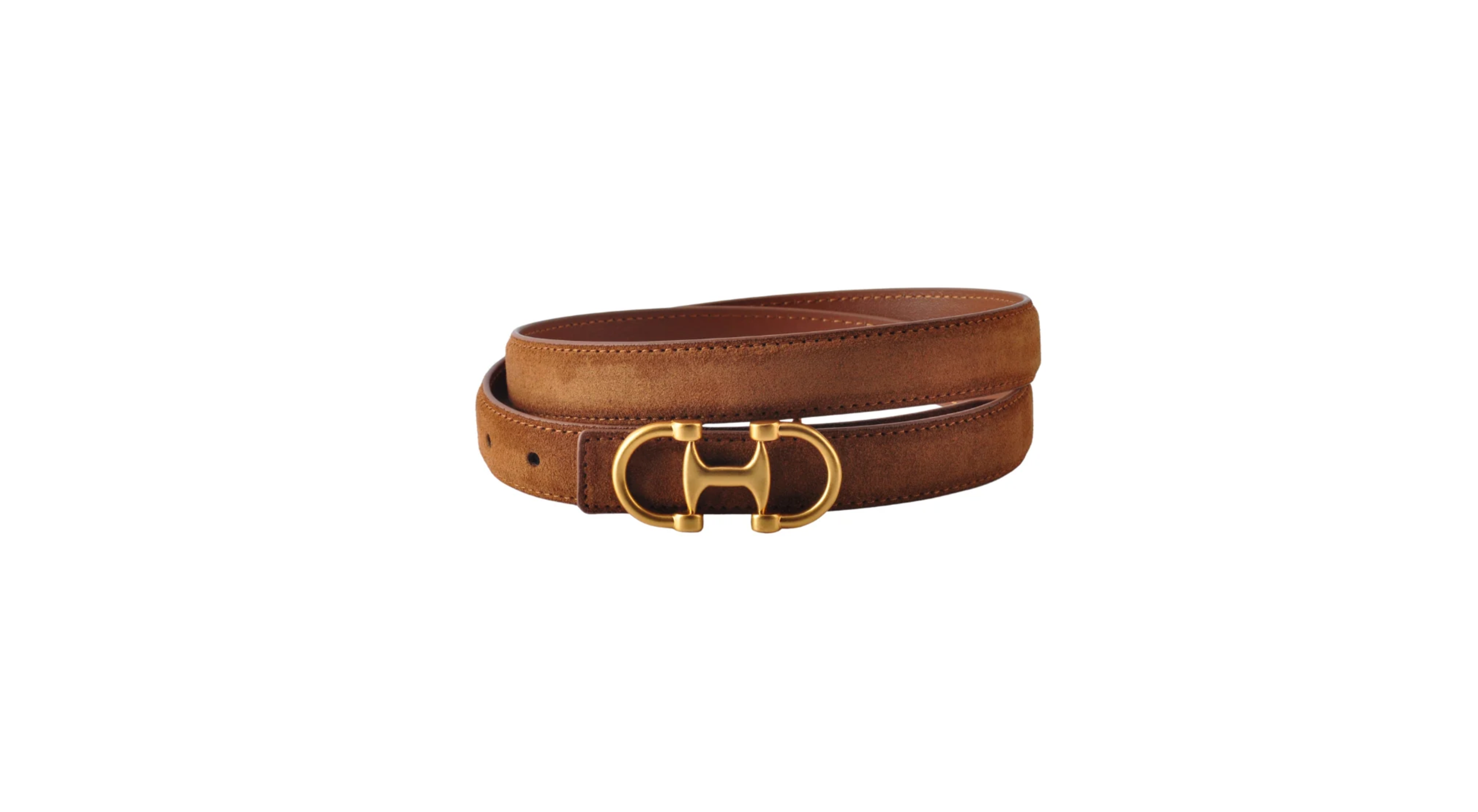 Leather Belt with Equestrian Buckle in Caramel