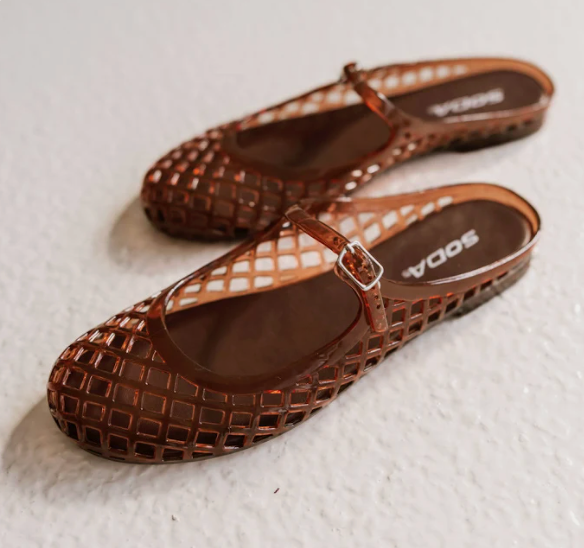 Jelly Mary Jane Flats in Brown