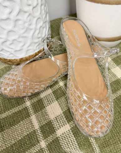 Jelly Mary Jane Flats in Clear