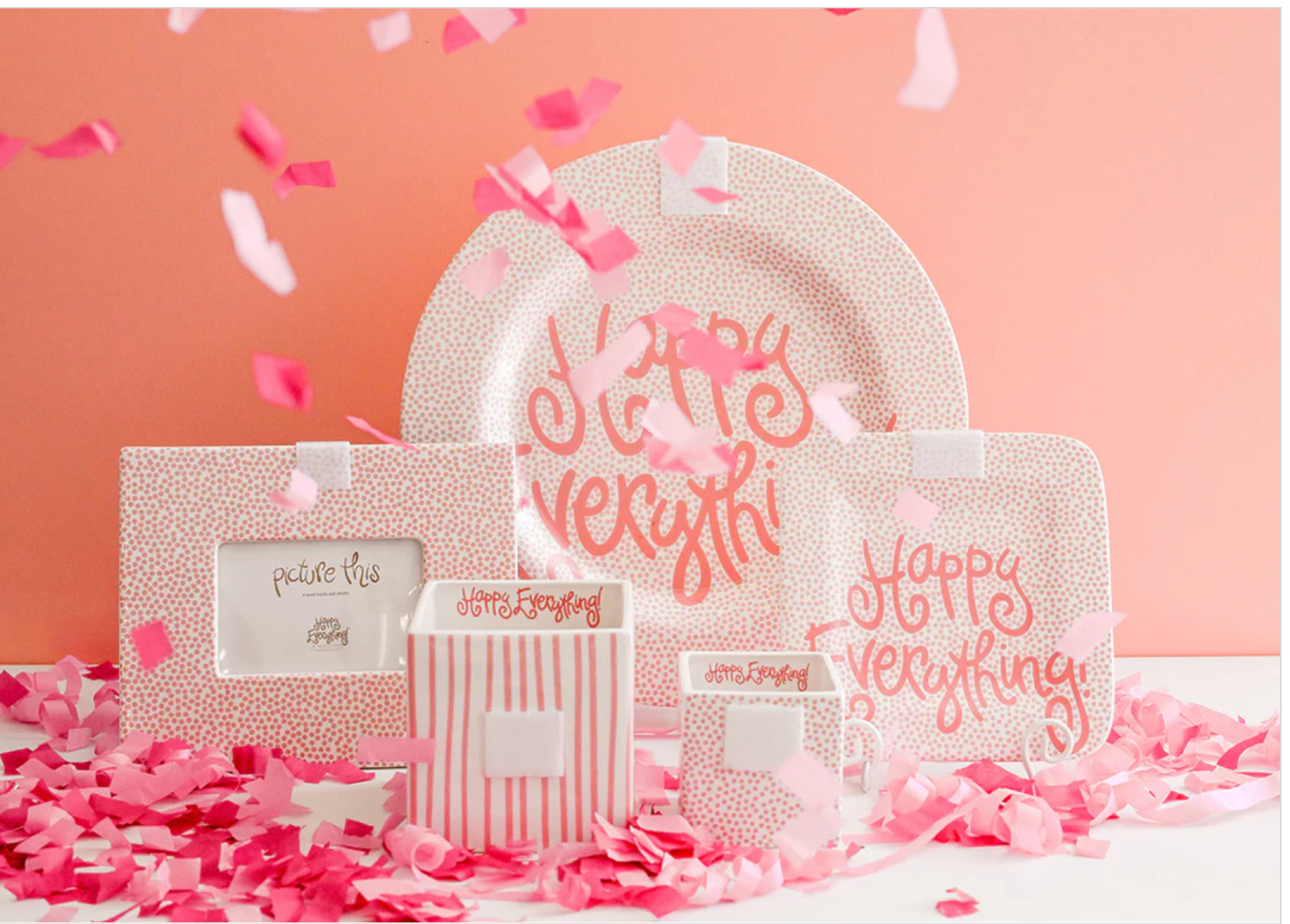 Pink Small Dot Big Happy Everything Round Platter