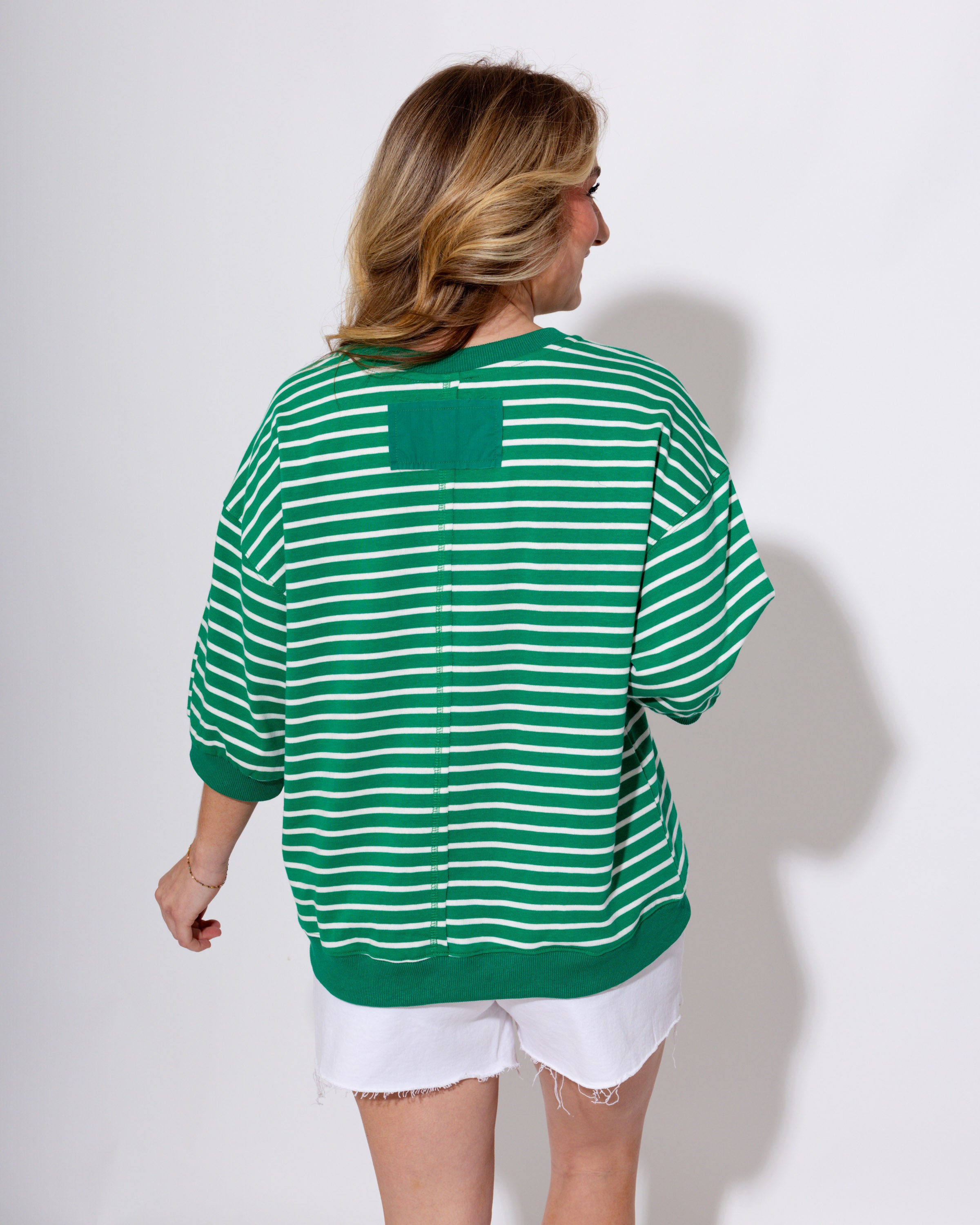 Striped Pullover Top in Kelly Green