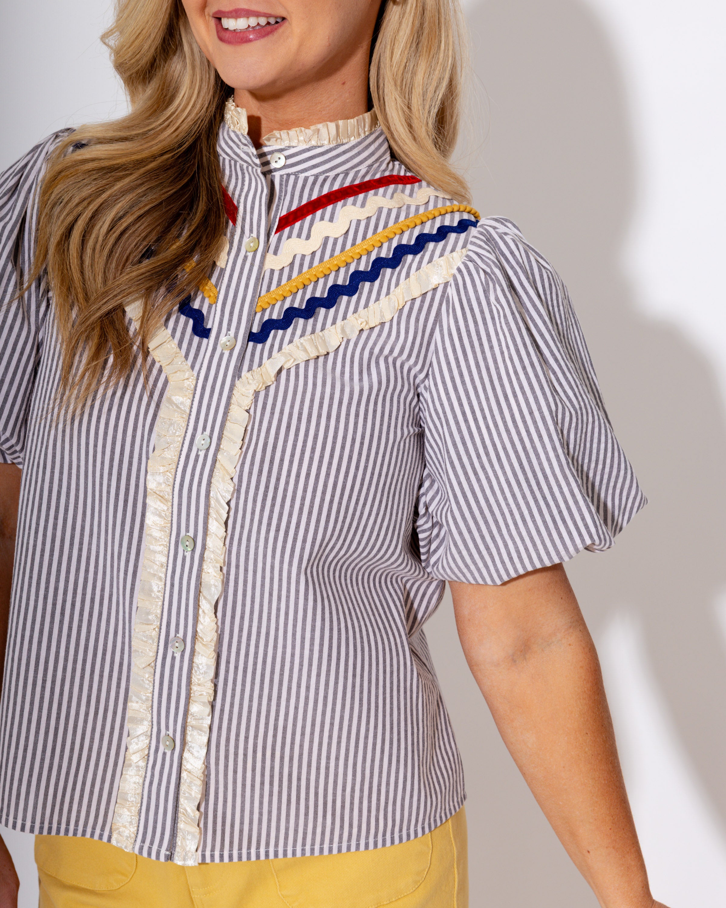 Ric Rac Stripe Popover Top