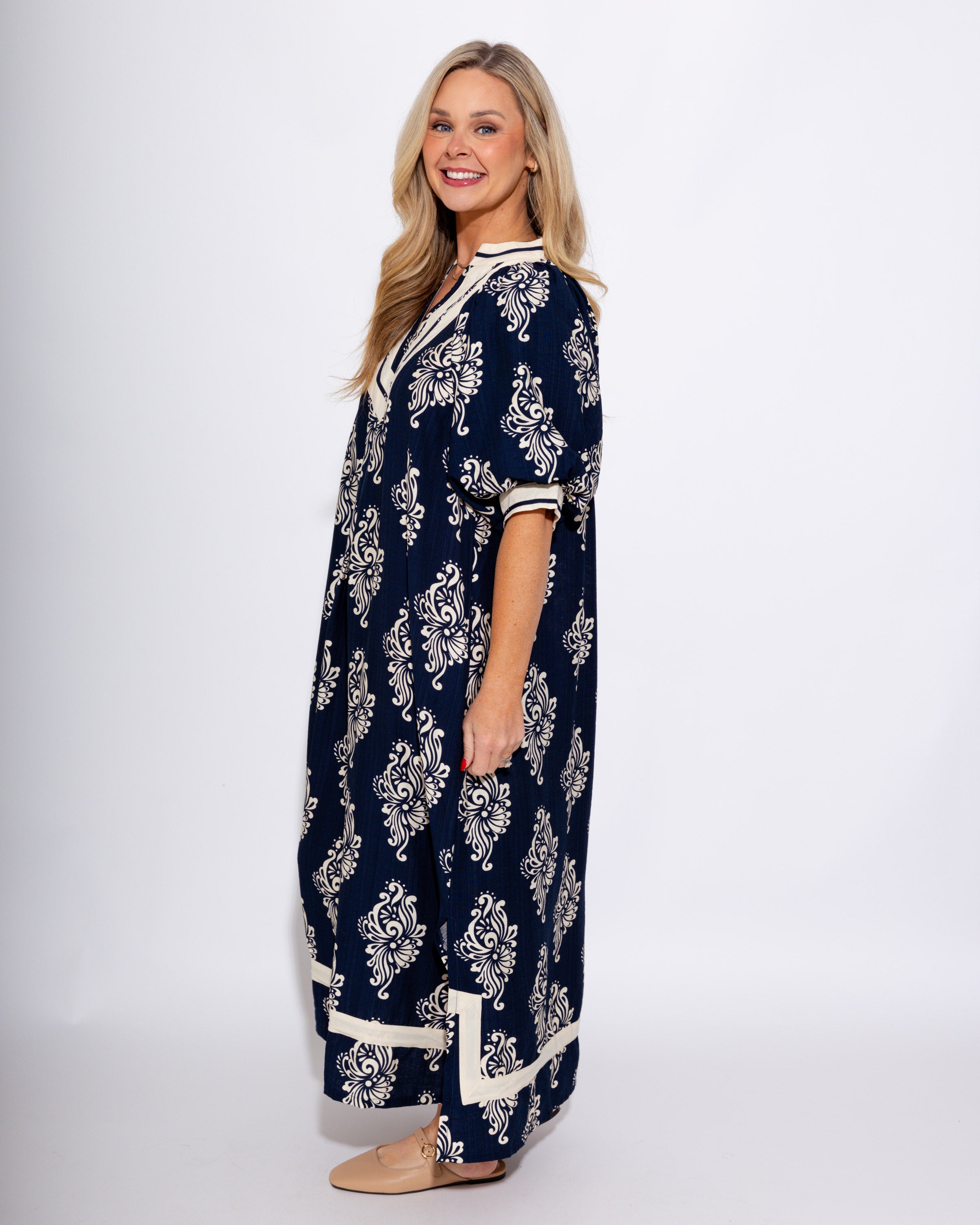 Abstract Print Midi Dress