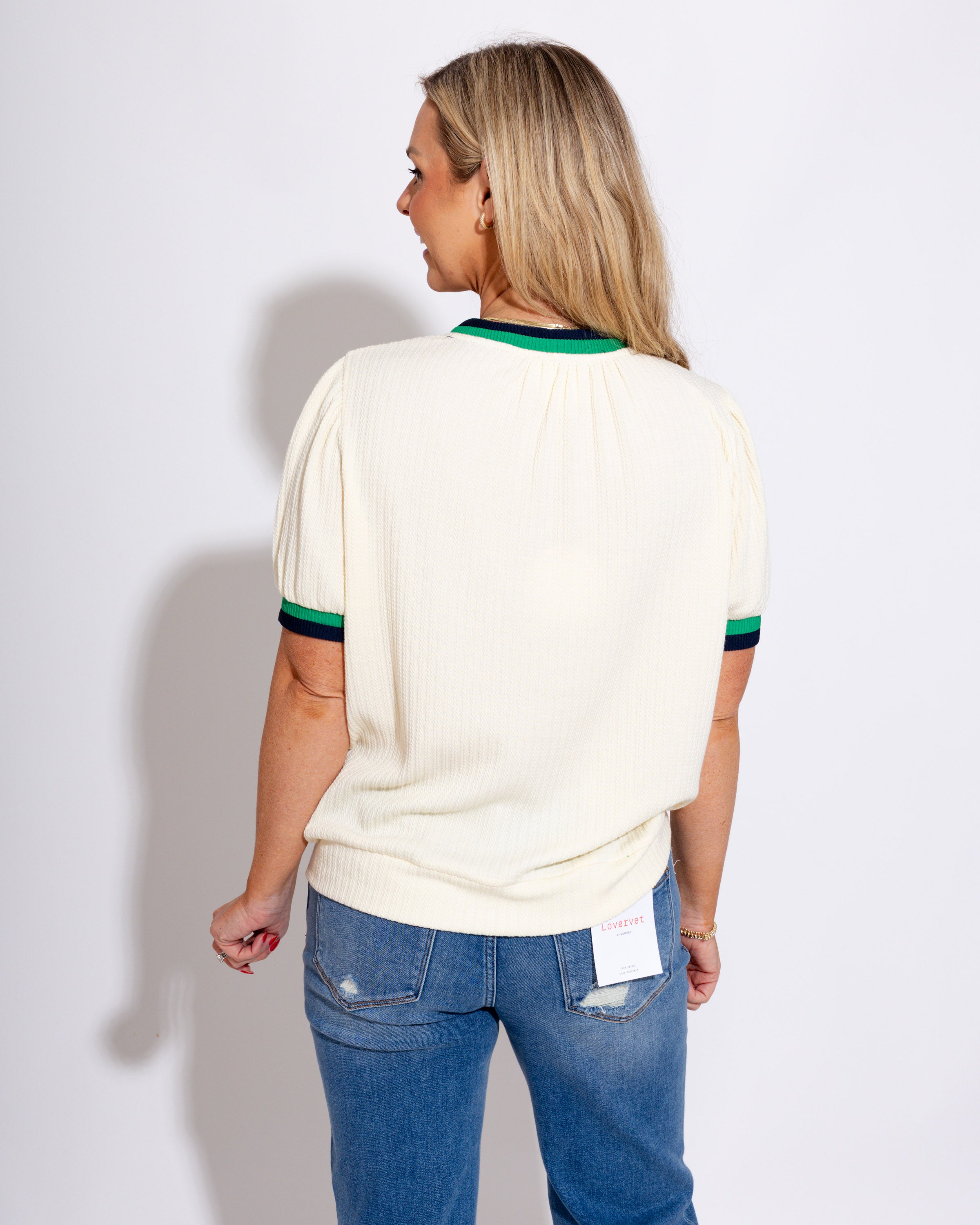 Puff Sleeve Knit Top in Ecru