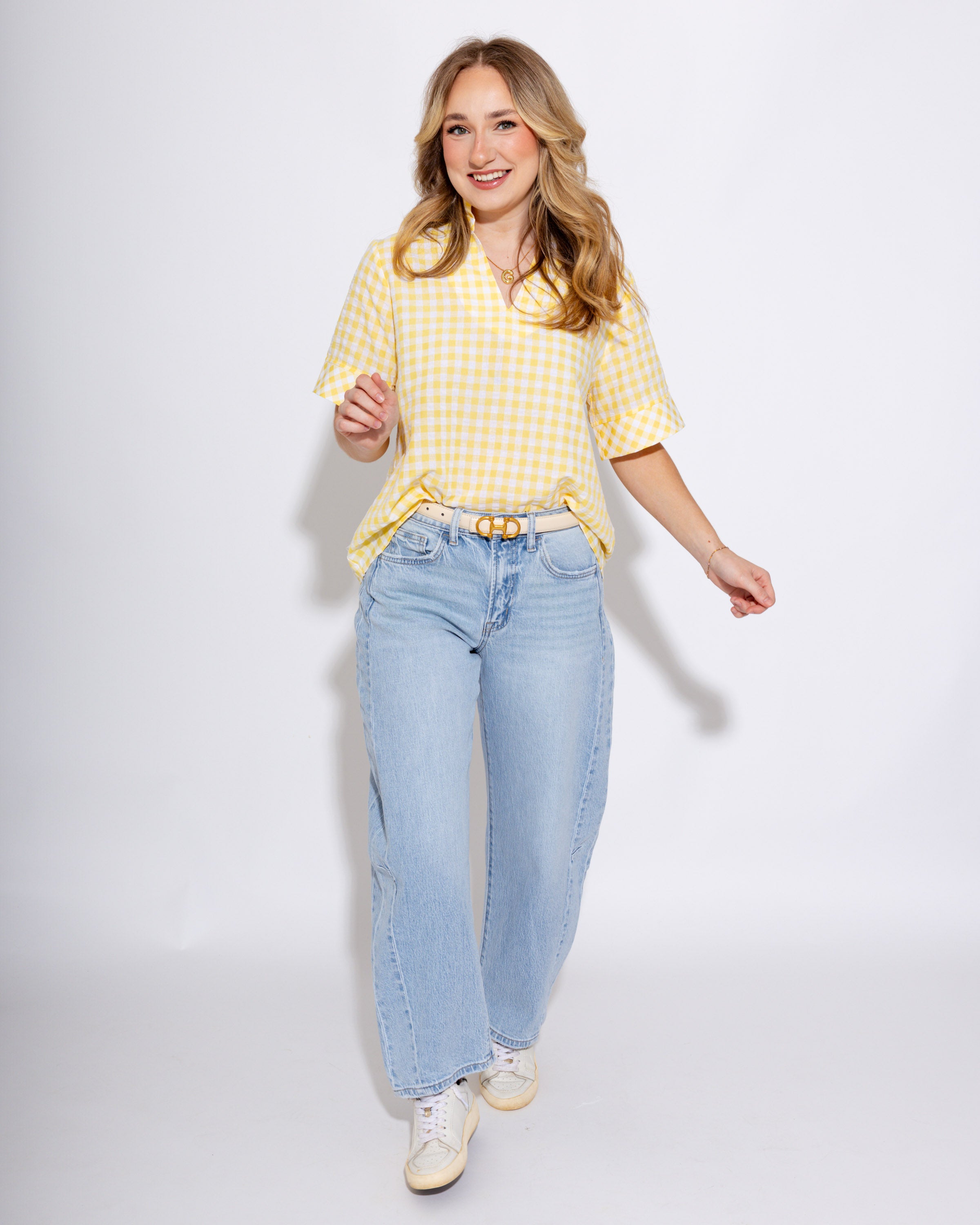 Sweet & Classic Gingham Top in Lemon